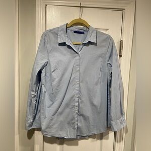 Apt 9 Size L Blue White Pin Stripe Button Down Collared Long Sleeve Shirt